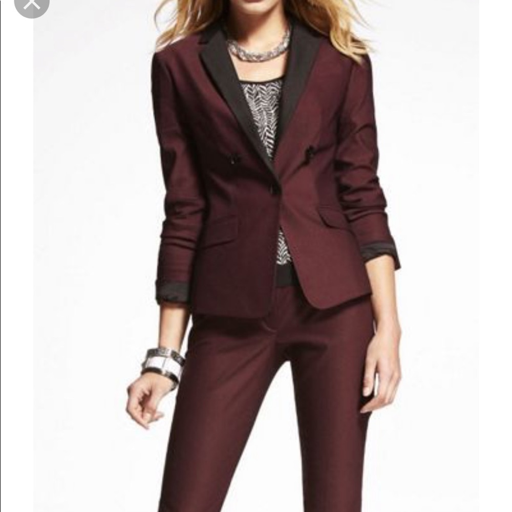 Express Wine Editor Tuxedo style suit